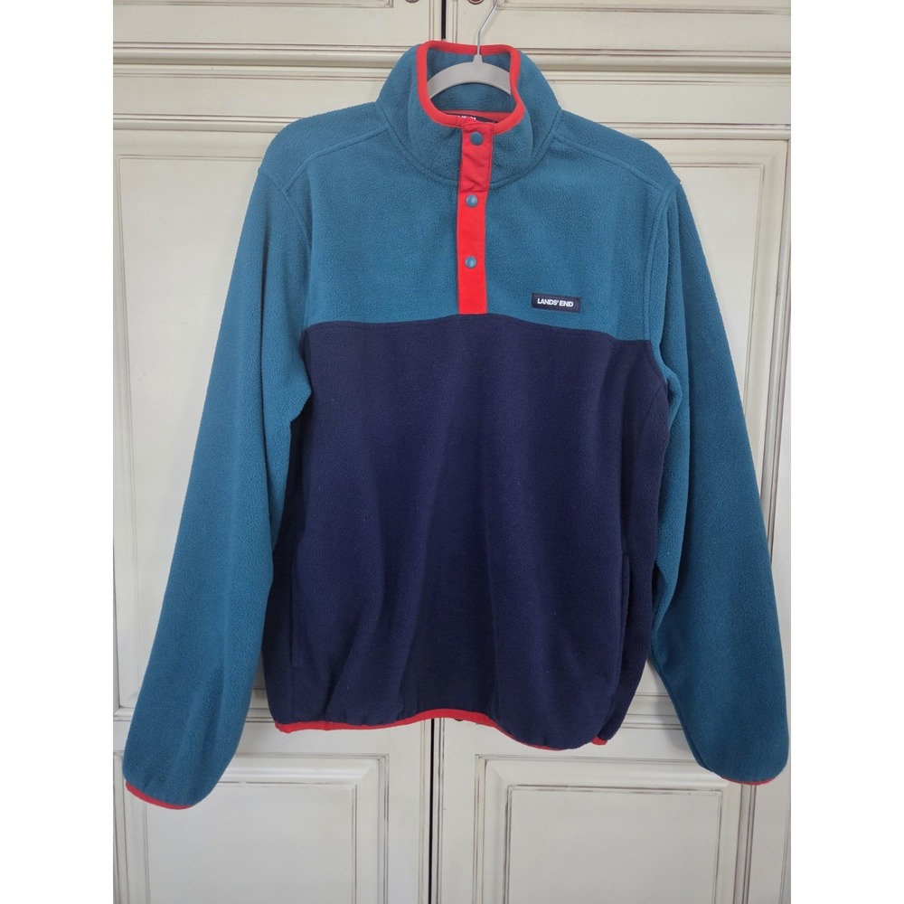Lands End Fleece‎ Pullover Sweatshirt Men's Medium Colorblock Sweater